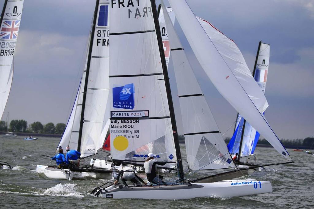 Nacra 17 medal race fleet action - 2014 Delta Lloyd Regatta, day 5 © Sander van der Borch http://www.sandervanderborch.com